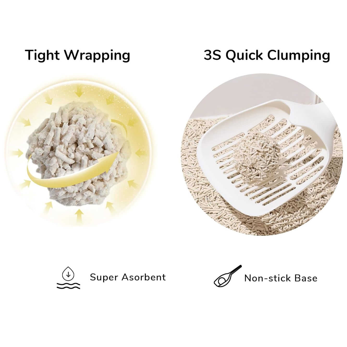 Natural Unscented Tofu Cat Litter Pellets (16.5 lbs / 3 Packs) - Flushable, Low-Tracking, & Quick-Clumping