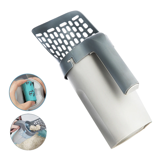 Cat Litter Shovel with Waste Bin - Large Capacity Scoop, Easy Filter, Durable ABS Plastic (12x16x29 cm)