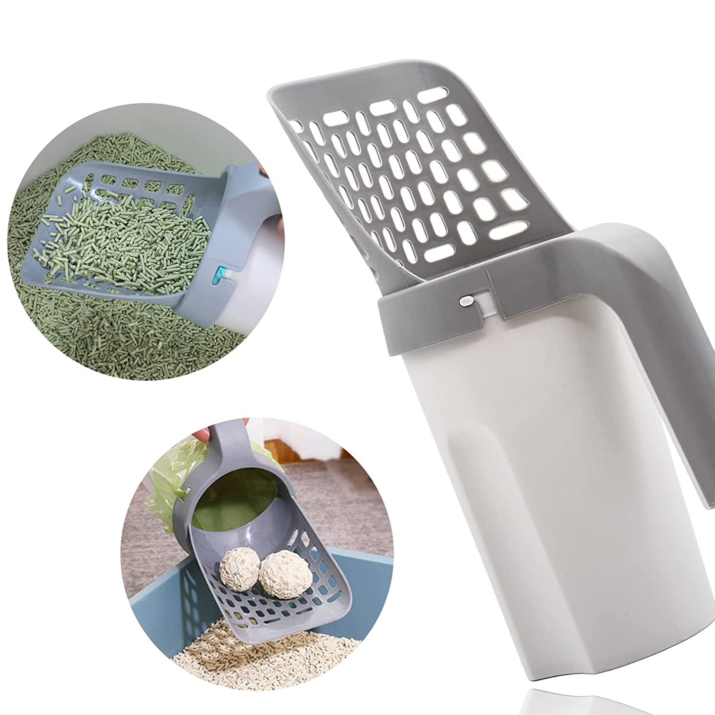 Large Self-Cleaning Cat Litter Scoop with Waste Bin & Refill Bags - Durable & Efficient