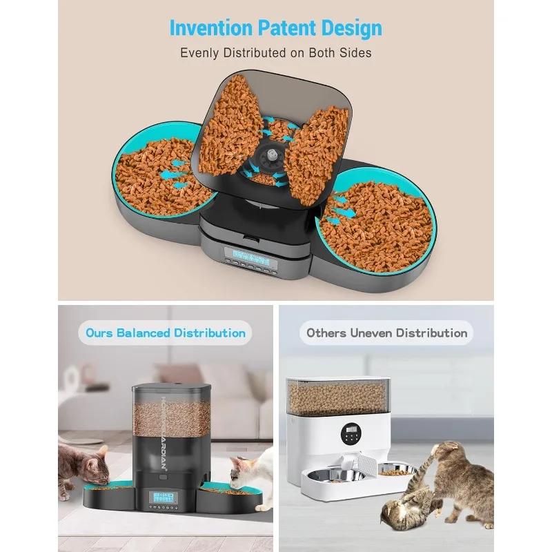 Honeyguaridan 3.5L Automatic Cat Feeder with Dual Bowls and Slow Feeding Feature