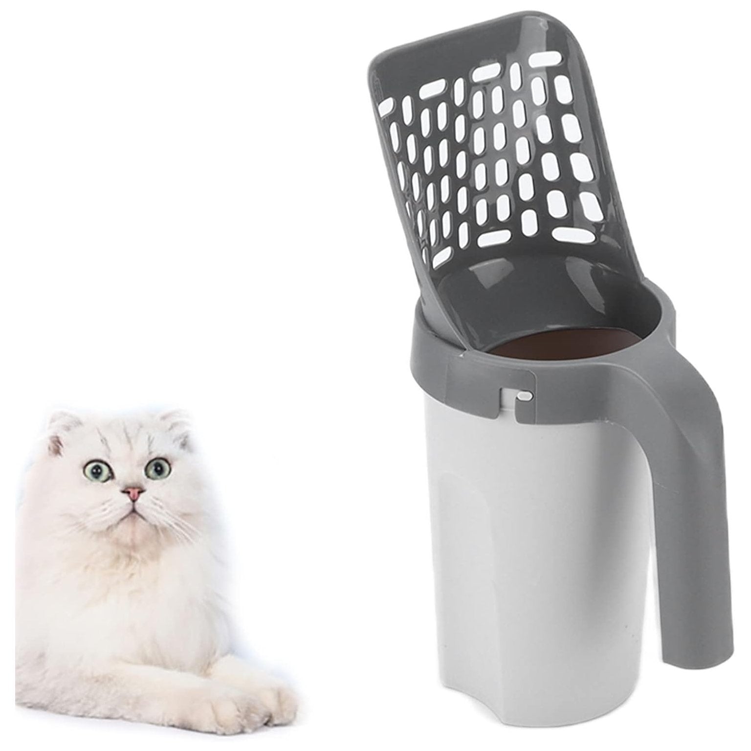 Cat Litter Scooper / Shovel with Waste Bin and Refill Bags, Mess-Free Cleaning