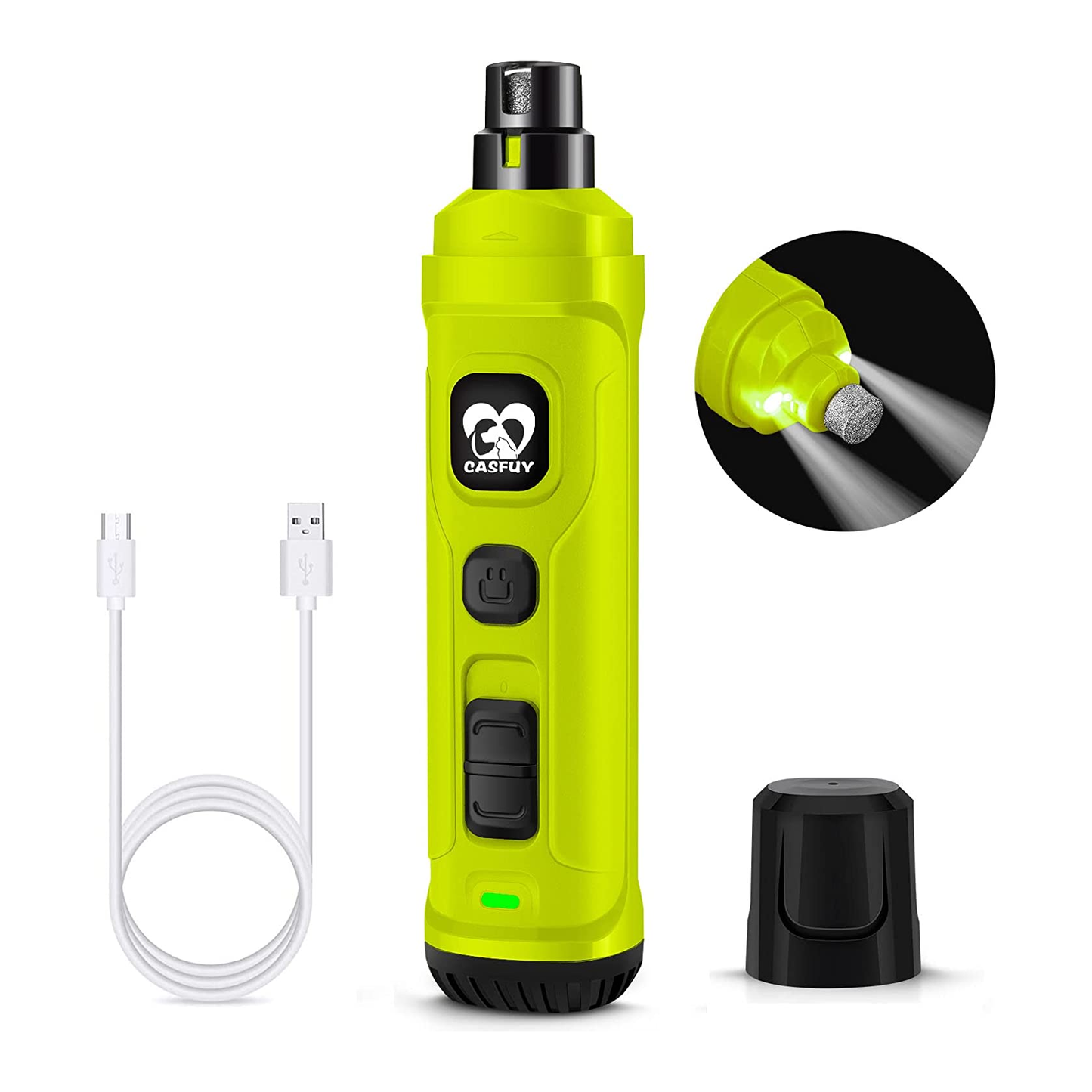 Powerful 2-Speed Pet Nail Grinder with Dual LED Lights, Quiet & Painless Grooming for Small, Medium & Large Dogs and Cats