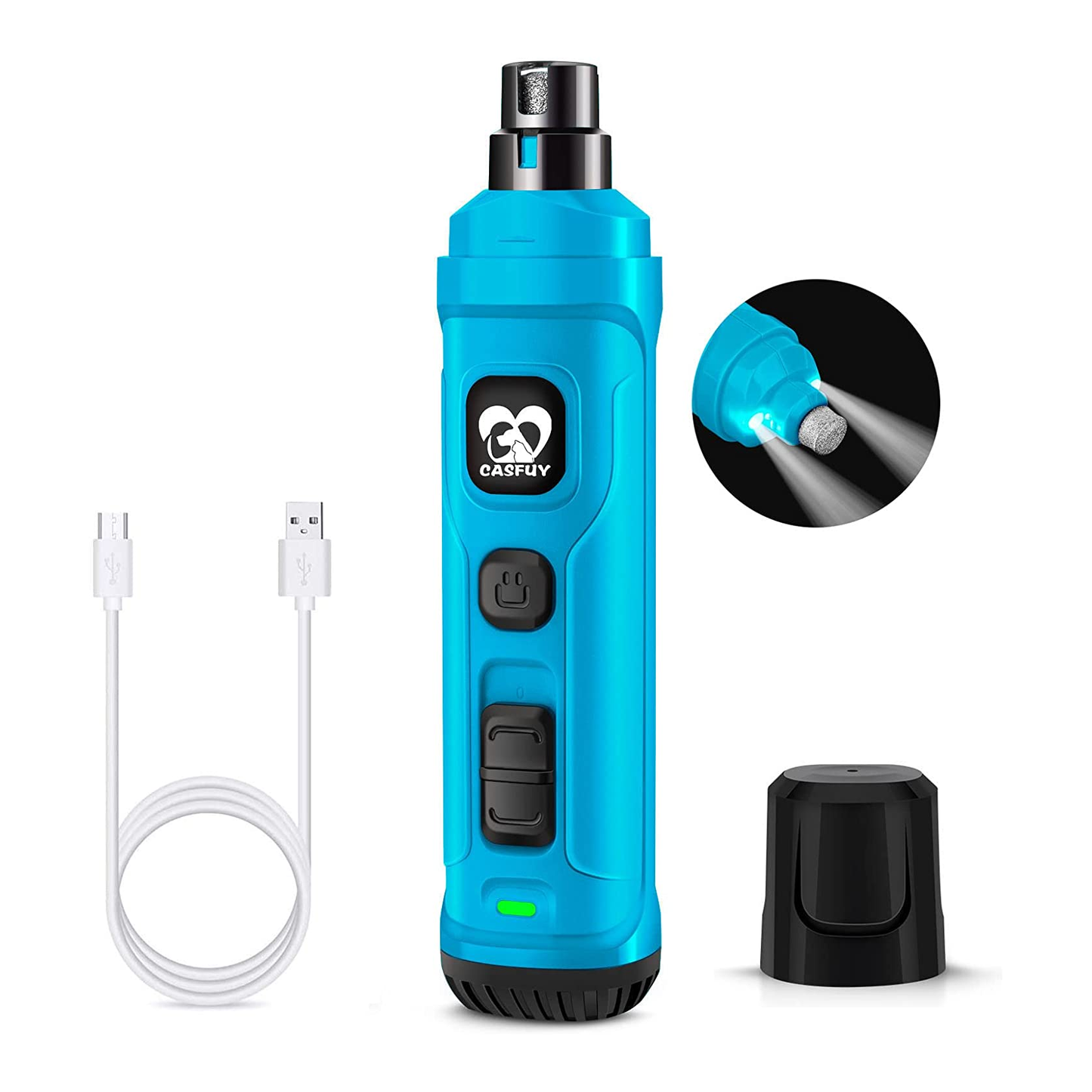 Powerful 2-Speed Pet Nail Grinder with Dual LED Lights, Quiet & Painless Grooming for Small, Medium & Large Dogs and Cats