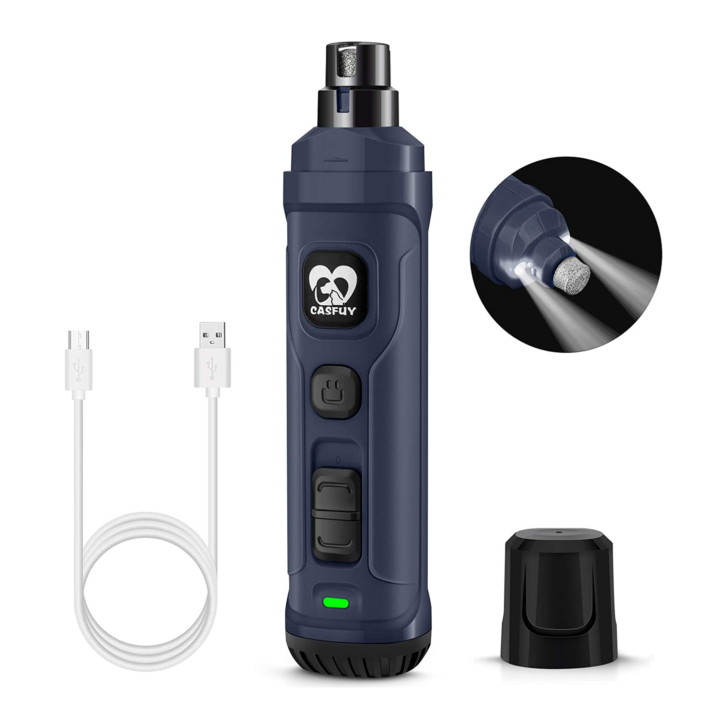 Powerful 2-Speed Pet Nail Grinder with Dual LED Lights, Quiet & Painless Grooming for Small, Medium & Large Dogs and Cats