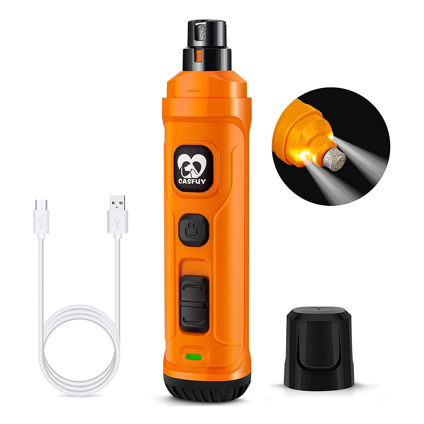 Powerful 2-Speed Pet Nail Grinder with Dual LED Lights, Quiet & Painless Grooming for Small, Medium & Large Dogs and Cats