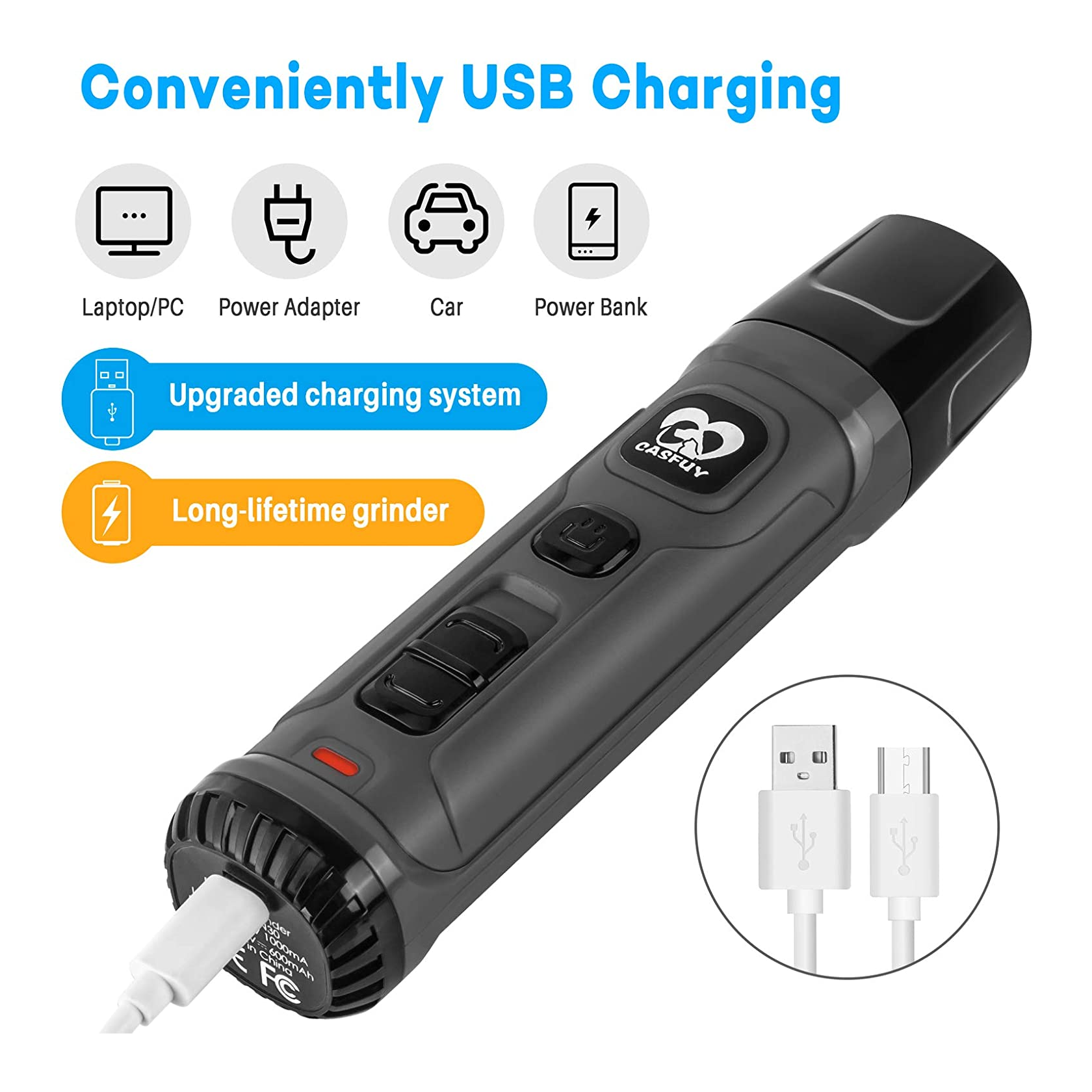 Powerful 2-Speed Pet Nail Grinder with Dual LED Lights, Quiet & Painless Grooming for Small, Medium & Large Dogs and Cats