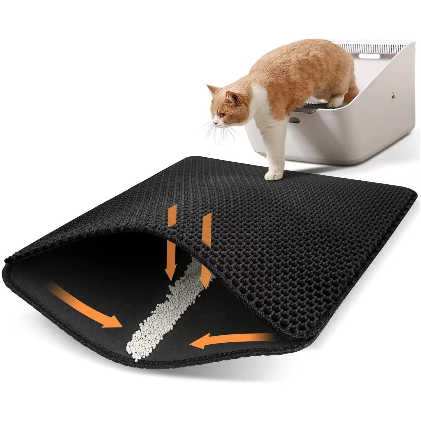 Honeycomb Double-Layer Cat Litter Trapping Mat – Scatter Control, Waterproof, Easy Clean