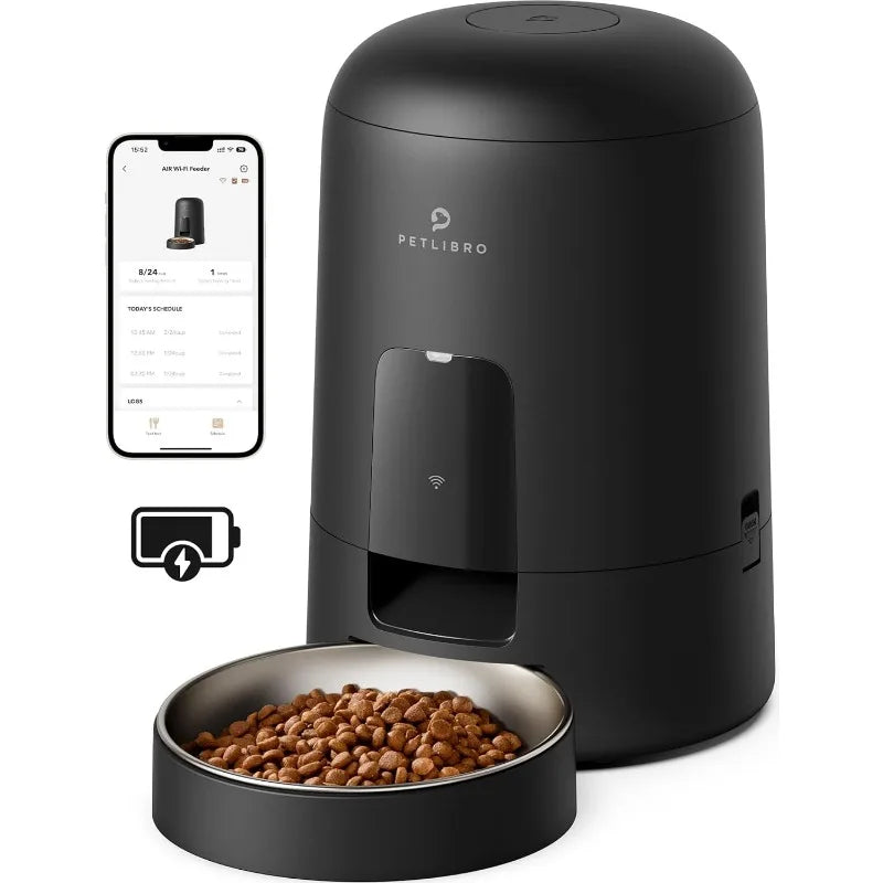 PETLIBRO Automatic Cat Feeder: Wi-Fi Rechargeable, 30-Day Battery Life, App-Controlled, Anti-Clog Design