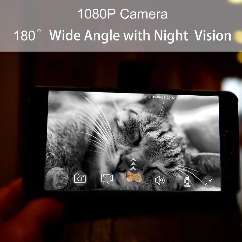 Skymee Smart Pet Feeder with 1080P HD Camera, 8L/12L Food Dispenser, Treat Dispenser, and App Control for Cats & Dogs