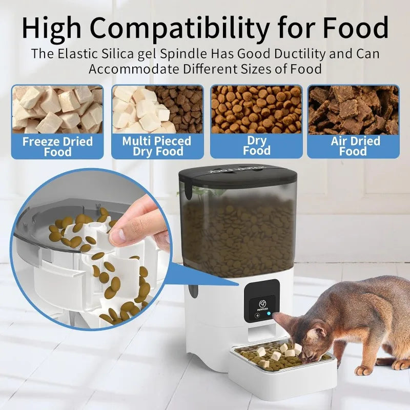 PAPIFEED 6L Smart Automatic Cat Feeder: App-Controlled, Detachable, 30 Meals/Day