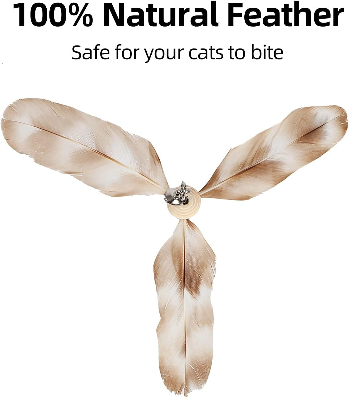 Interactive Cat Feather Wand - 35.5" Long with Spinning Feathers & Bell