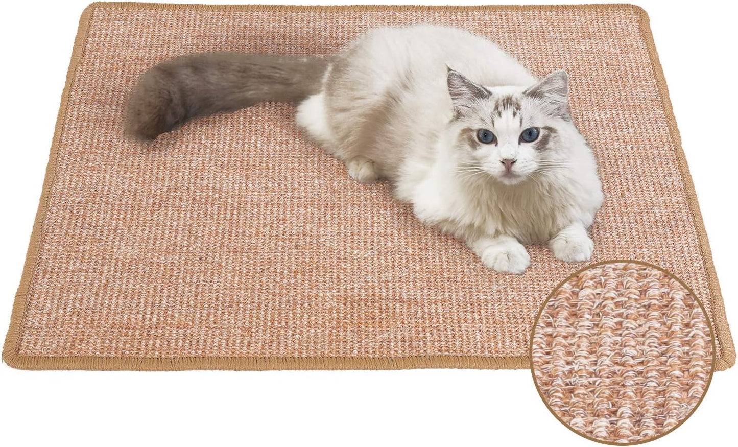Large Natural Sisal Cat Scratcher Mat - 23.6" x 31.5" - Protect Furniture & Carpets