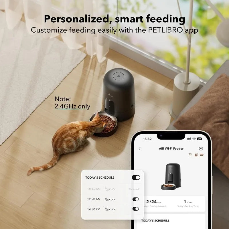 PETLIBRO Automatic Cat Feeder: Wi-Fi Rechargeable, 30-Day Battery Life, App-Controlled, Anti-Clog Design