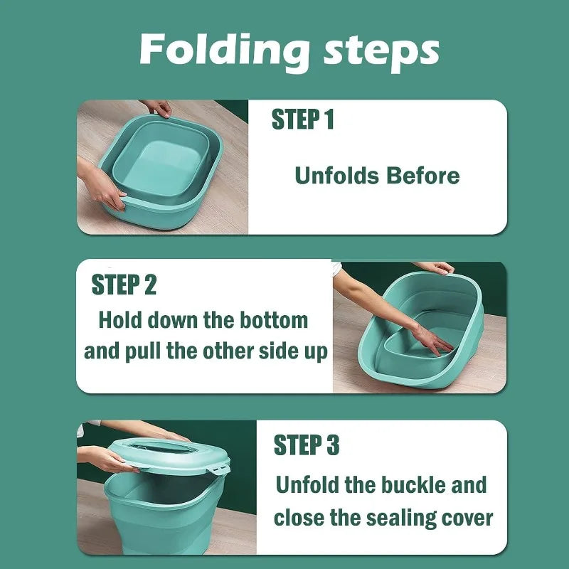 Collapsible Airtight Pet Food Container with Wheels - 30lb Capacity