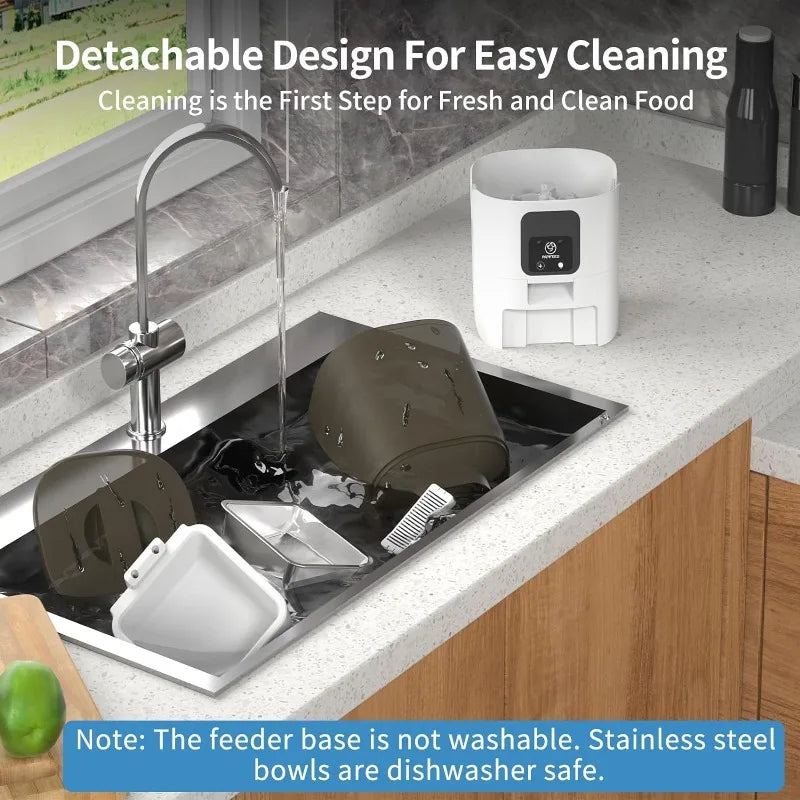 PAPIFEED 6L Smart Automatic Cat Feeder: App-Controlled, Detachable, 30 Meals/Day